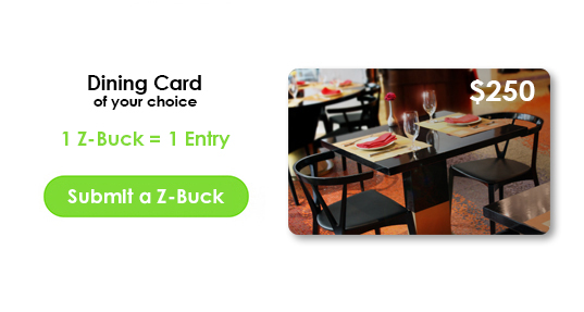 Z-Sweep Example Dinning Card